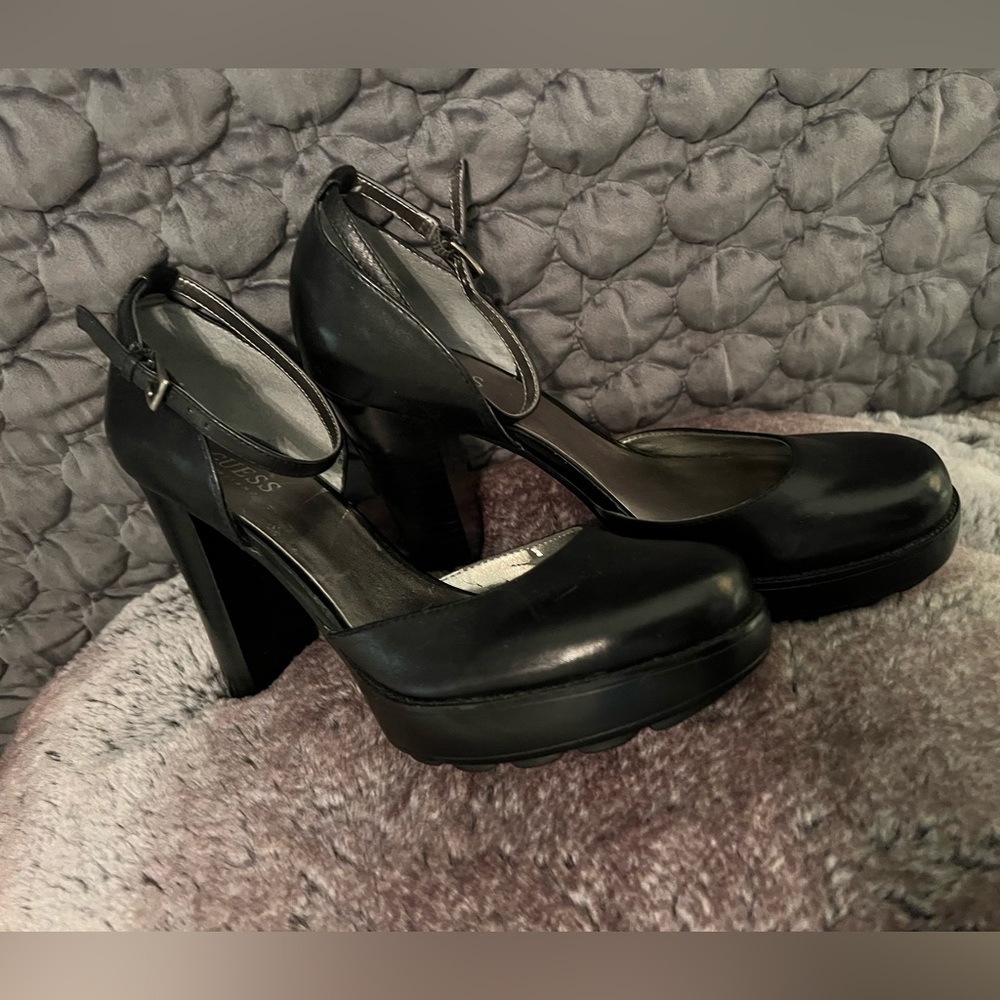 Guess Black Designer Platform Shoes